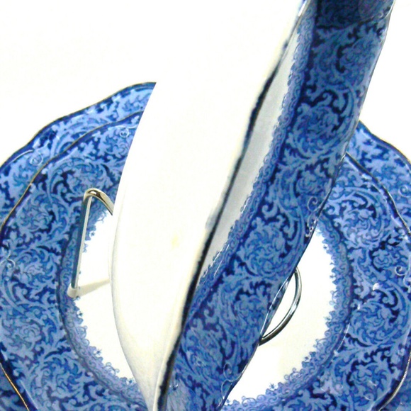 John Maddock & Sons Royal Vitreous Rialto England set of 3 plate bowl flow blue - Picture 3 of 11